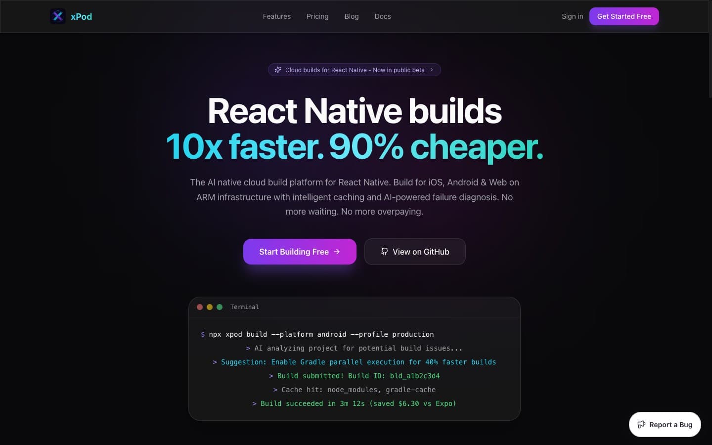 React Native build cloud